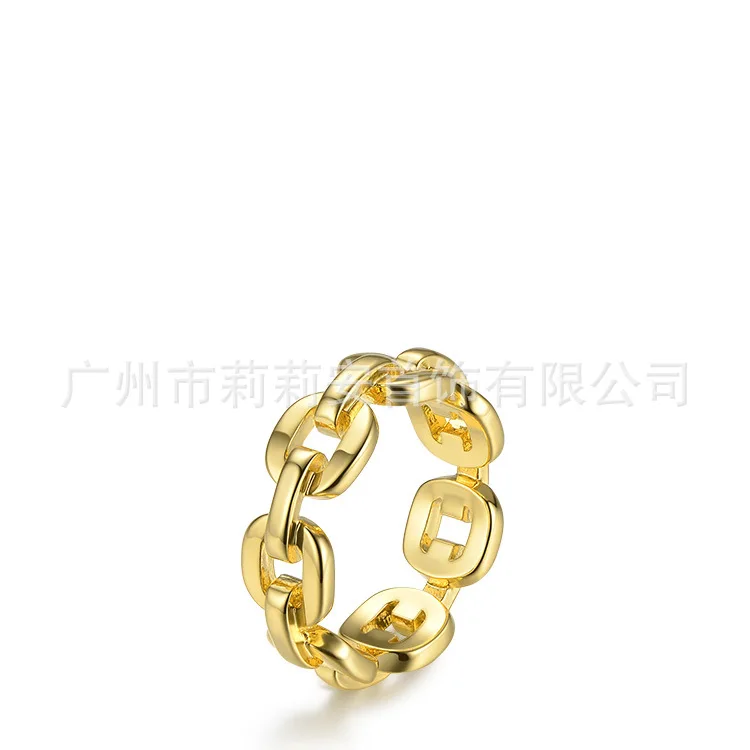 

European and American fashion brass chain ring simple temperament fashion personality retro ring ring ring