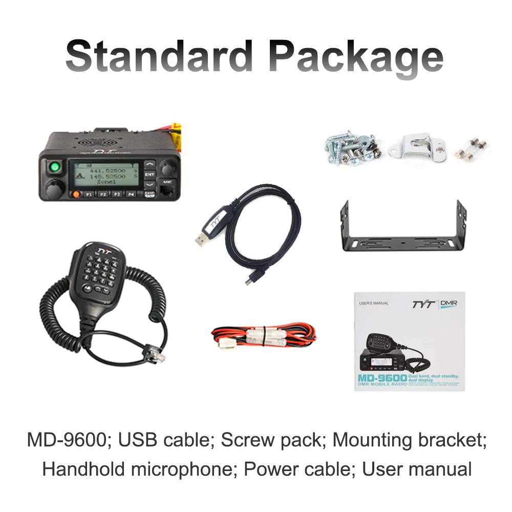 tyt md 9600 50 km dual band mobile dmr auto digital radio 136 174 400 480mhz walkie talkie rt90 dmr radio 3000ch 5045 25w f free global shipping