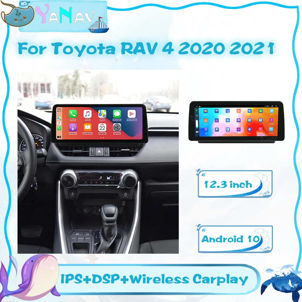 12.3 Inch Android 10 For Toyota RAV4 2020 Car Multimedia Player Radio GPS Navigation CarPlay WiFi 4G LTE BT Touch Sceen
