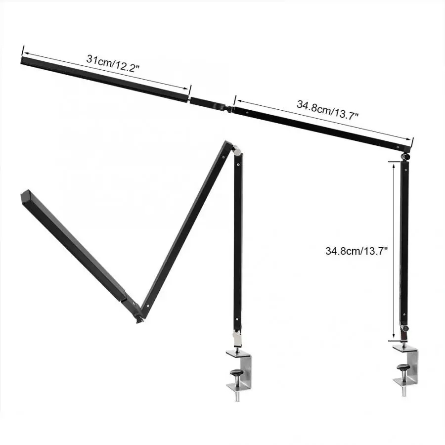 

Desk Lamp Metal Long Arm Folding LED Clip-on Desk Lamp 3 Light Colors with Remote Controller Folding Desk Lamp