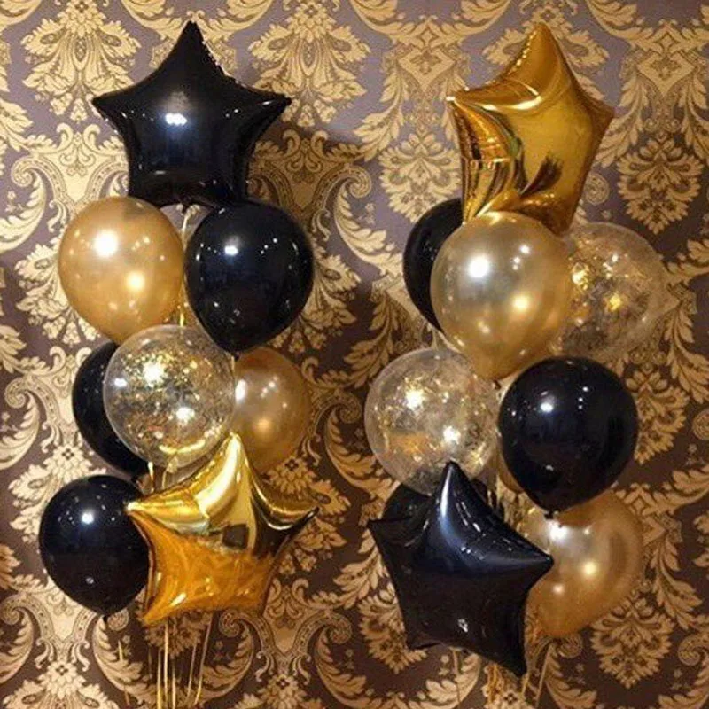 Черный и золотой шар баллон гелия на день рождения украшение для взрослых детей