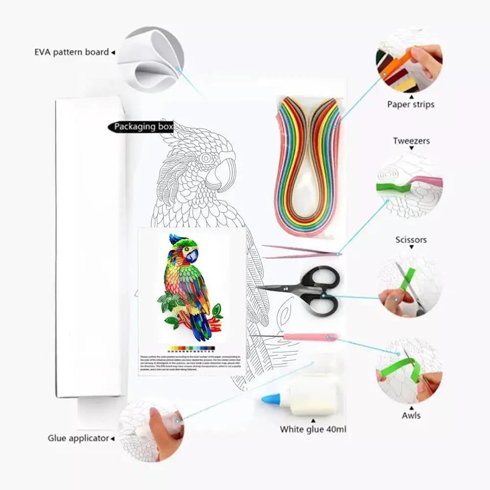 Набор для рисования сделай сам бумажная самодельная вышивка с рисунком попугая