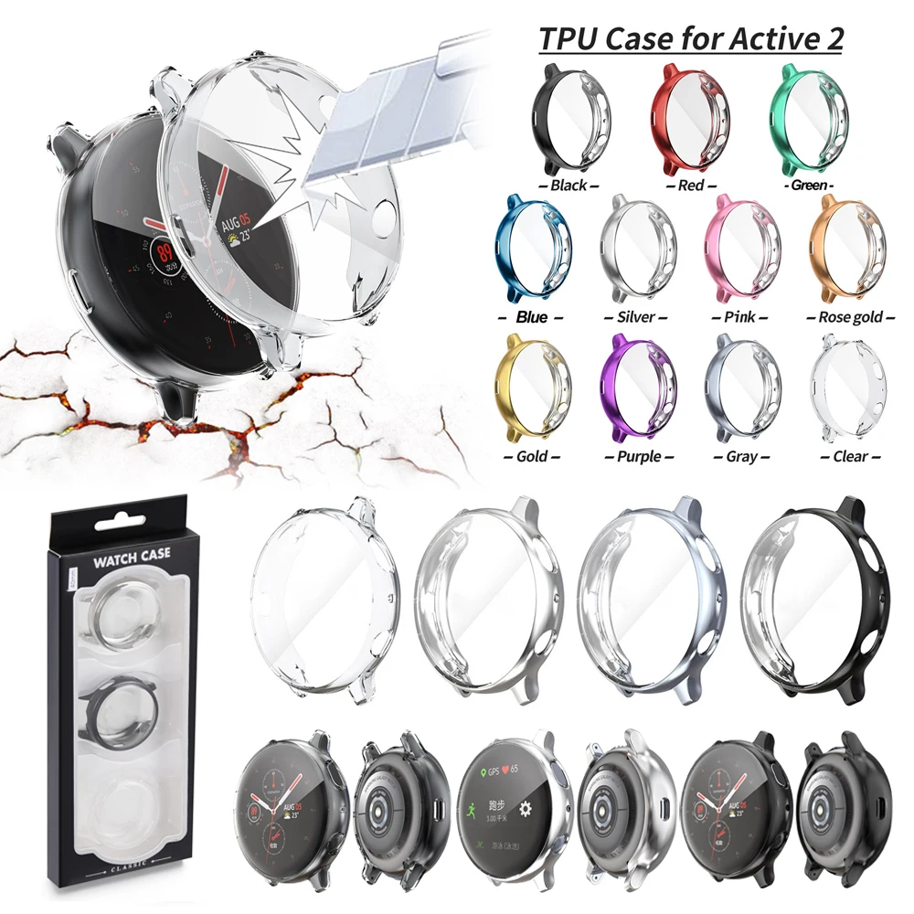 Чехол для часов из ТПУ с гальваническим покрытием Samsung Galaxy Watch Active 2 ультратонкий