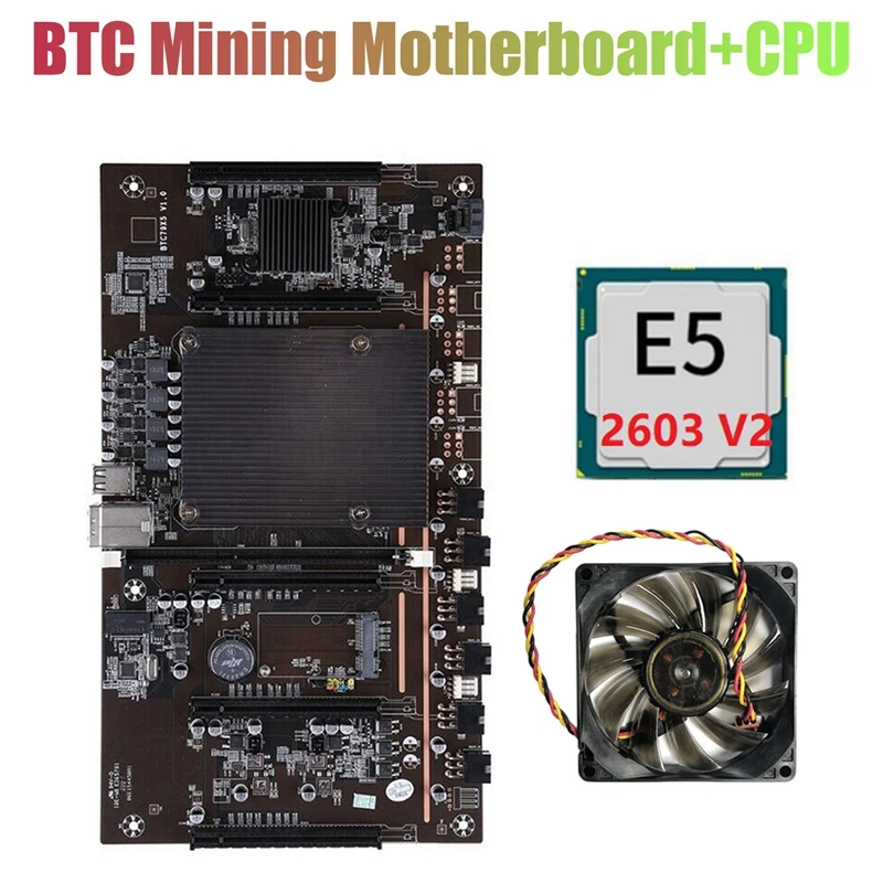 

H61 X79 BTC Miner Motherboard with E5 2603 V2 CPU+Cooling Fan LGA 2011 DDR3 Support 3060 3070 3080 Graphics Card