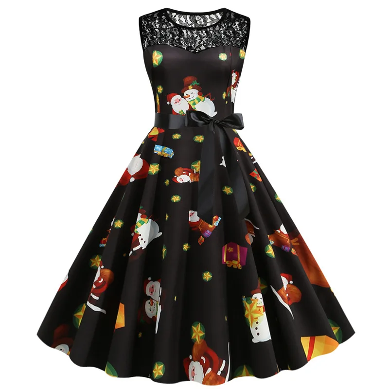 Женское рождественское платье без рукавов