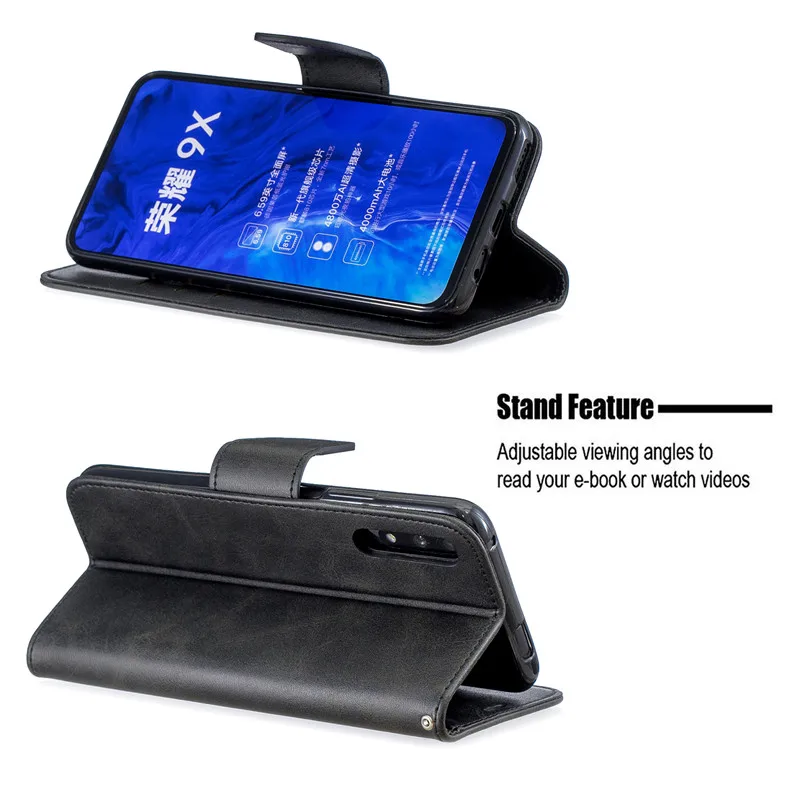 Кожаный чехол-Бумажник Флип-кейс для Fundas huawei Y9 Y7 Y5 Y6 Prime Coque черный чехол для Honor 9x 7a 7c 7X 8A 8C X 8S 6C Капа
