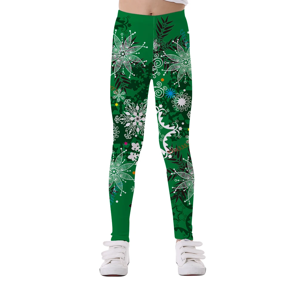 LOVE SPARK Kids Casual Running Pants Christmas Father Blue Green Printing Full Length Workout Childrens Leggings | Спорт и