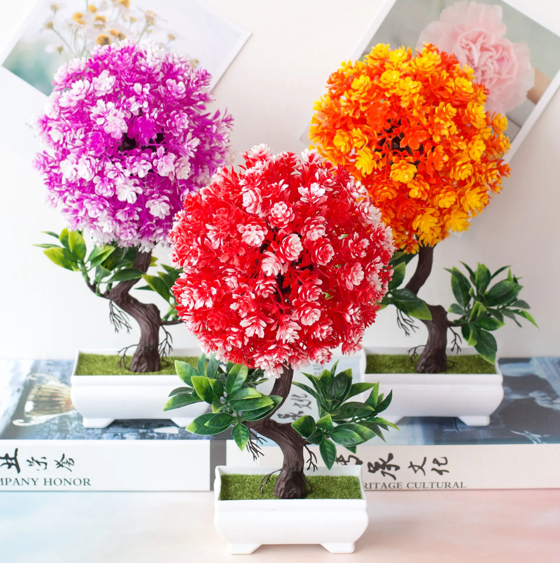 Бонсай Искусственные цветы камелии в горшке искусственные растения украшение