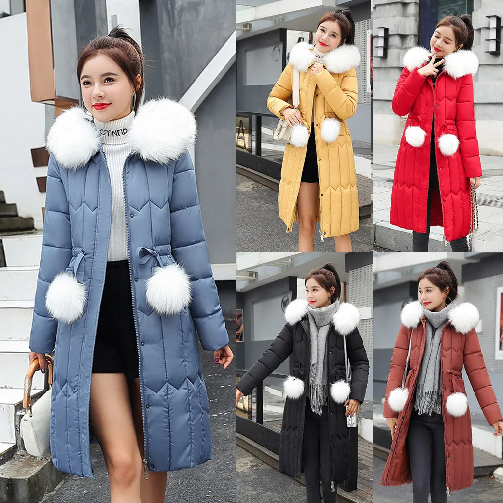 Женская однотонная длинная куртка SAGACE с длинными рукавами теплая хлопковая