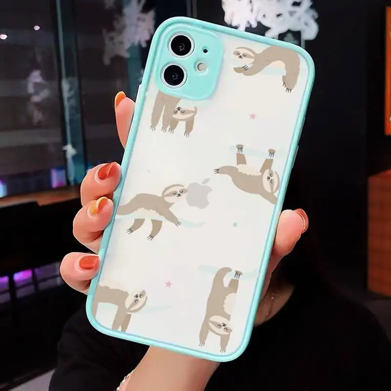 

Cute animal yoga sloth Phone Cases matte transparent For iphone 7 8 11 12 plus mini x xs xr pro max cover
