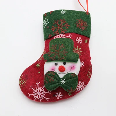 red snowman Милые маленькие рождественские чулки, Рождественские Носки с рисунком Санта-Клауса, снеговика, лося, медведя, Подарочная сумка для детей, украшения на рождественскую елку - Цвет: red snowman