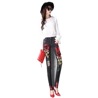 rose sequins jeans for women female denim pants harajuku high waist slim skinny pencil pants 2021 new casual trousers