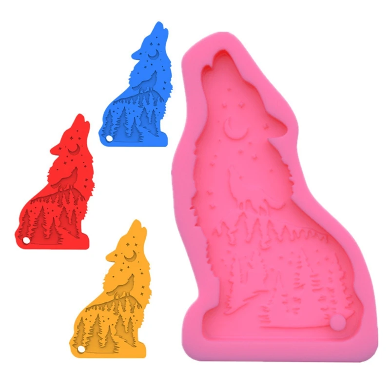 Блестящий брелок с волком эпоксидная смола форма ожерелье кулон силиконовая