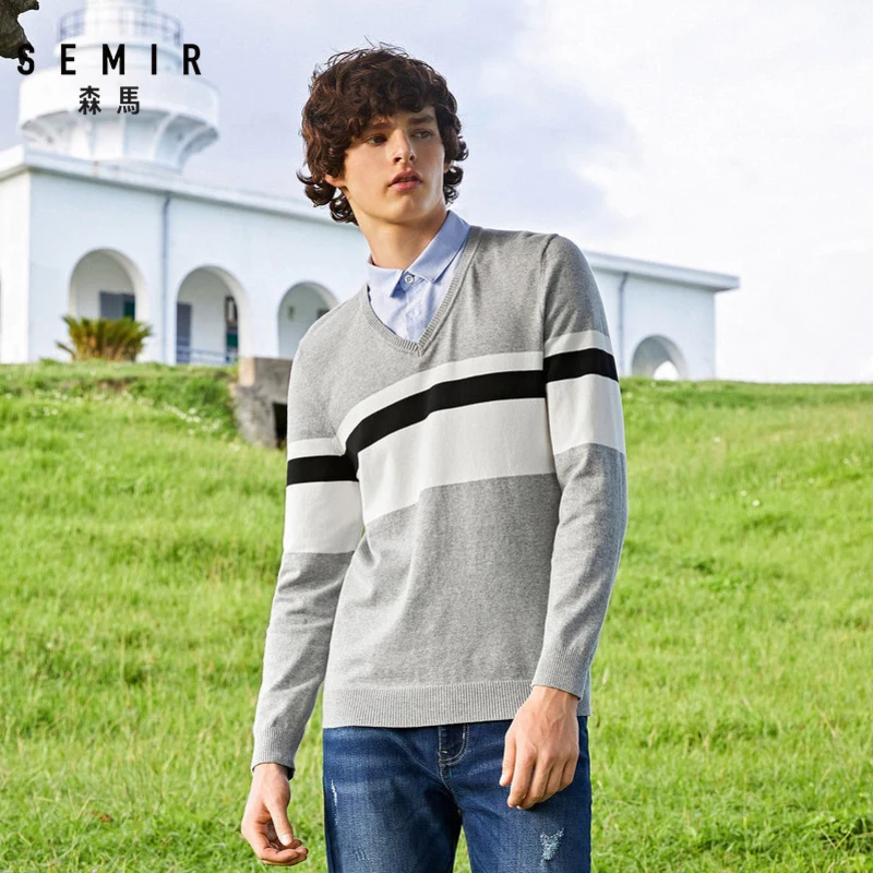 Semir свитер для мужчин Новая удобная рубашка с воротником мужской контрастный