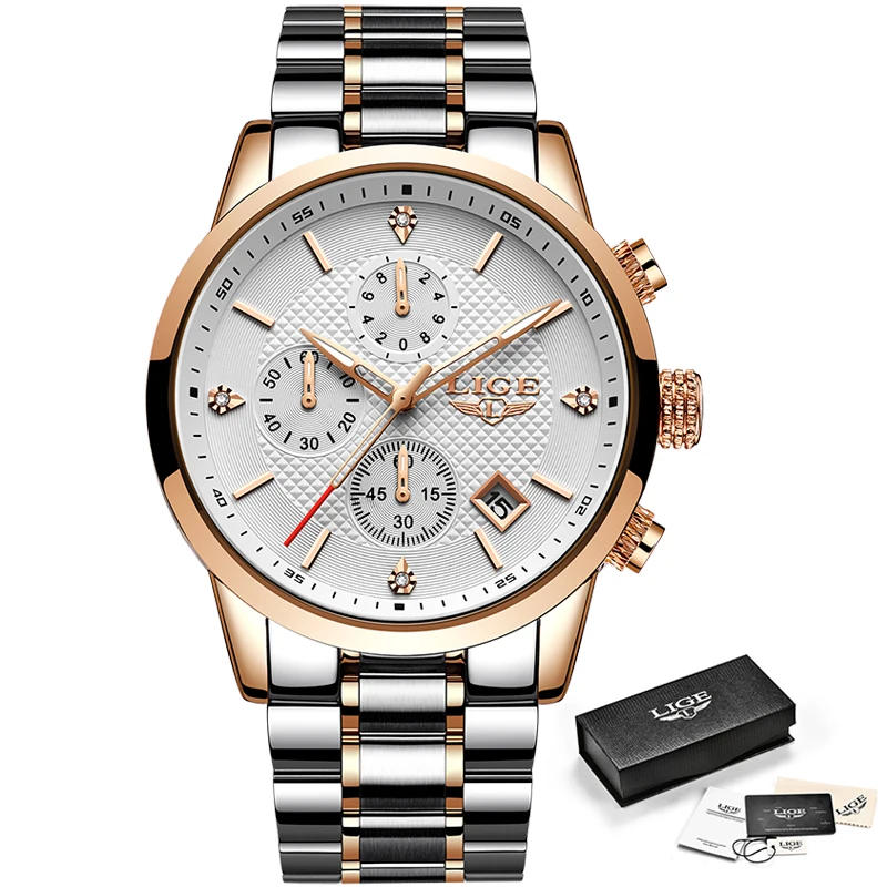 

Relogio Masculino 2020 New Watches Men Luxury Brand LIGE Chronograph Men Sport colck Waterproof Full Steel Quartz Mens Watches