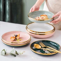 ceramic dinner plates dishes plates for food 8 inch dessert cake plate dish steak plates with golden rim for restaurant party