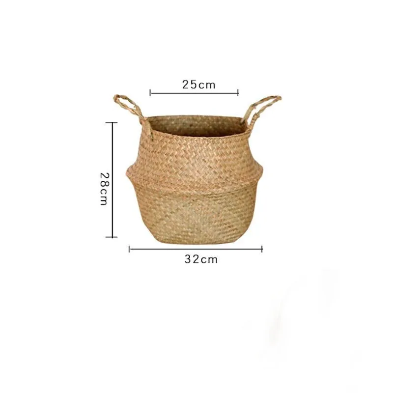 

Northern Europe Wicker Basket Organizer Folding Rattan Basket Handmade Storage Basket Home Decorative Woven Basket Plant Flower