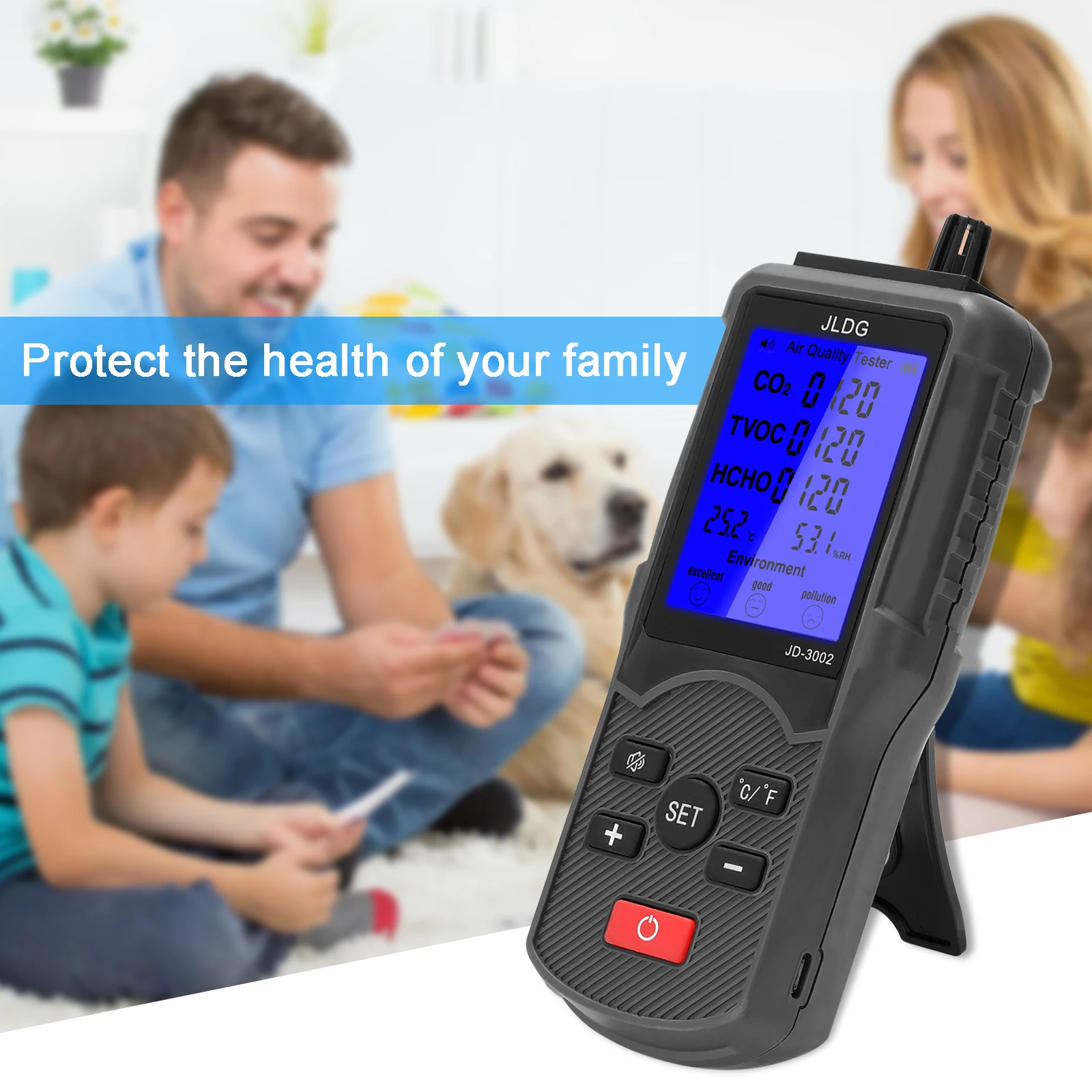 

Многофункциональный тестер качества воздуха, измеритель CO2 TVOC, измеритель температуры и влажности, прибор для измерения диоксида углерода ...