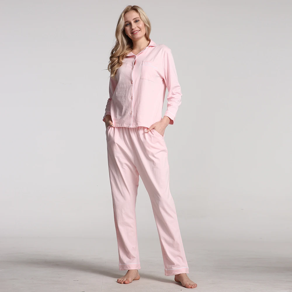 Пижамы для женщин сезон весна-осень комплект хлопковых пижам Новинк принт с