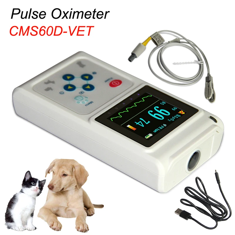 

CONTEC CMS60D-VET Veterinary Pulse Oximeter SPO2 heart Rate monitor VET Ear/Tongue Probe+SW