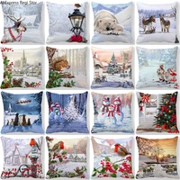 45x45cm winter holiday party decorative pillowcase for couch christmas decor pillow covers animals snowman printed cushion cover