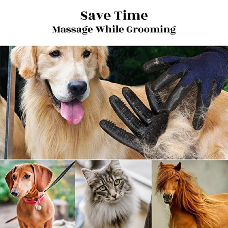 

1 Pair Grooming Glove for Cats Soft Rubber Pet Hair Remover Dog Horse Cat Shedding Bathing Massage Brush Clean Comb for Animals
