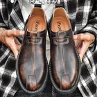 Мужские классические деловые туфли, Кожаные Туфли-оксфорды в ретро-стиле, с острым носком, yuj, 2021