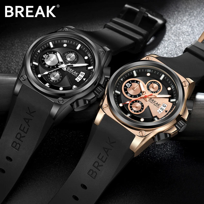 Часы хронограф мужские Кварцевые водонепроницаемые люксовые Брендовые