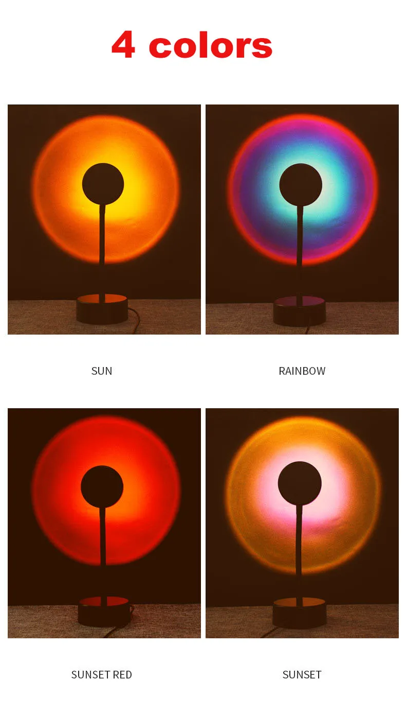 

Sunset Light Rainbow Projection Light for Living Room Bedroom Wall Projection Party USB