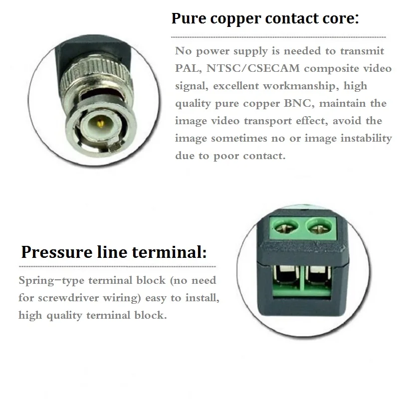 2 шт. пассивный витой видео передатчик тонкой меди BNC Гнездовой разъем