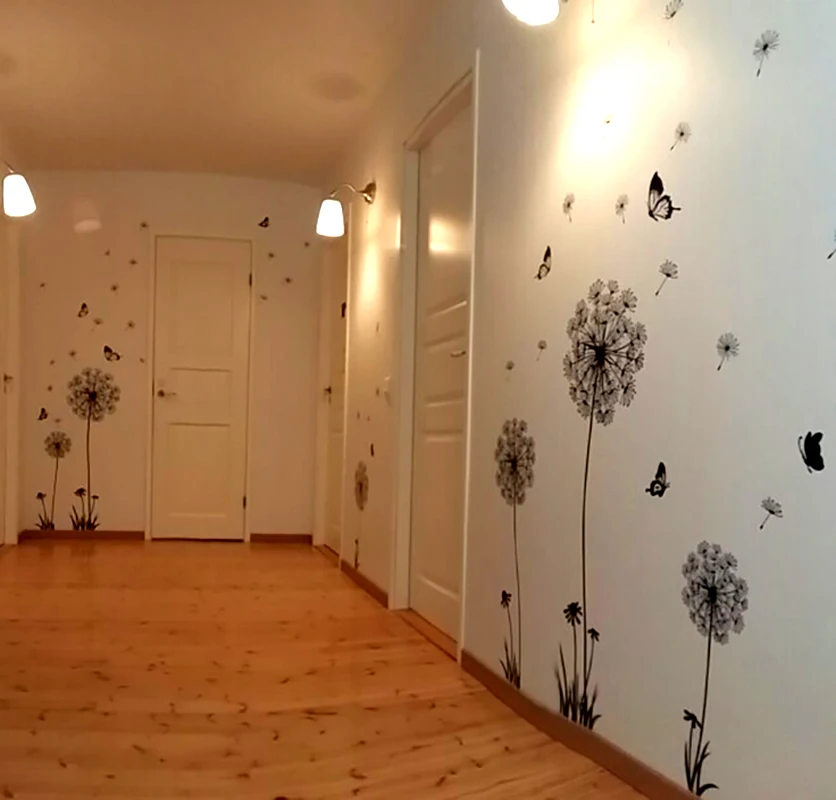 1 шт. декоративные наклейки в виде бабочки одуванчика для спальни гостиной на