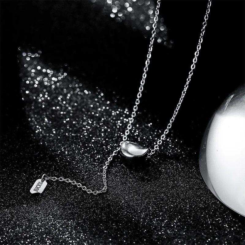 

New Korean Version Ins Cool Style Fashion Personality Simple Design Sense Lucky Bean Minority Necklace Female