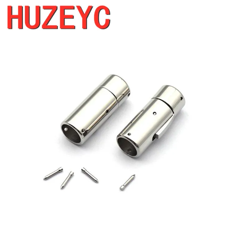 10pcs/Lot Wholesale Stainless Steel Button Buckle Needle Clasp Leather Bracelet Connectors For DIY Jewelry Making Accessories