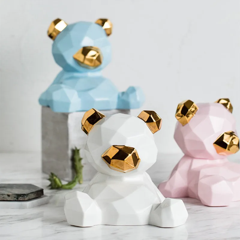 Медвежонок в форме животных позолоченные Керамические ремесла скандинавские