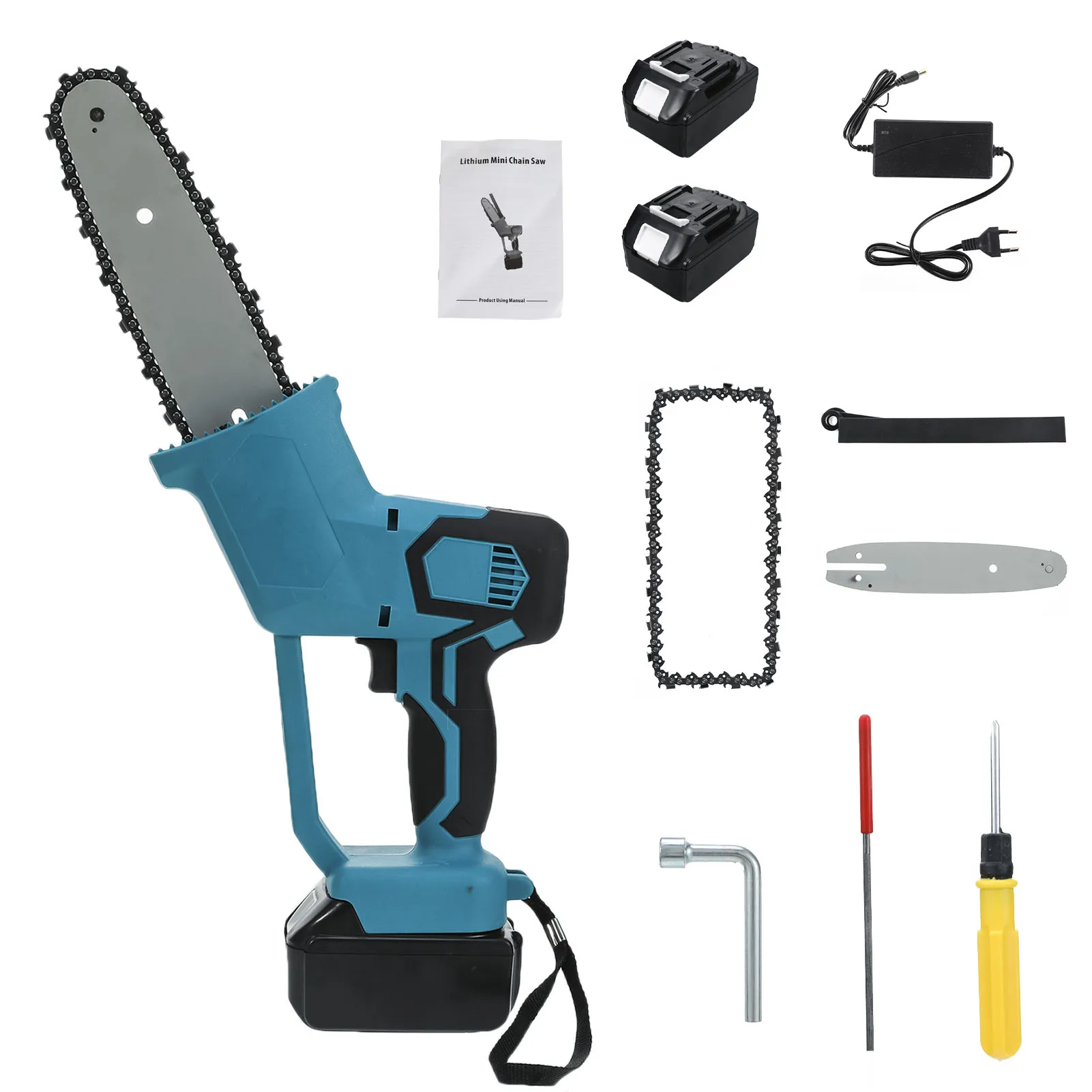 

8 Inch 1200W Cordless Electric Chain Saw Wood Cutters Woodworking Chainsaw Power Tool Brushless Motor Tools with Battery Charger