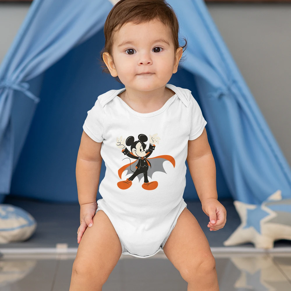 

Happy Halloween Baby Onesie Disney Mickey Mouse Vampire Cartoon Toddler Romper Harajuku Kawaii Newborn Jumpsuit