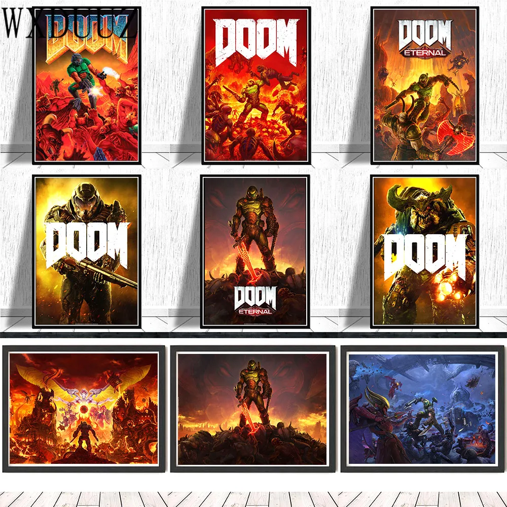Новинка 2021 Постер игры DOOM Картина на холсте принты Настенная картина для детской