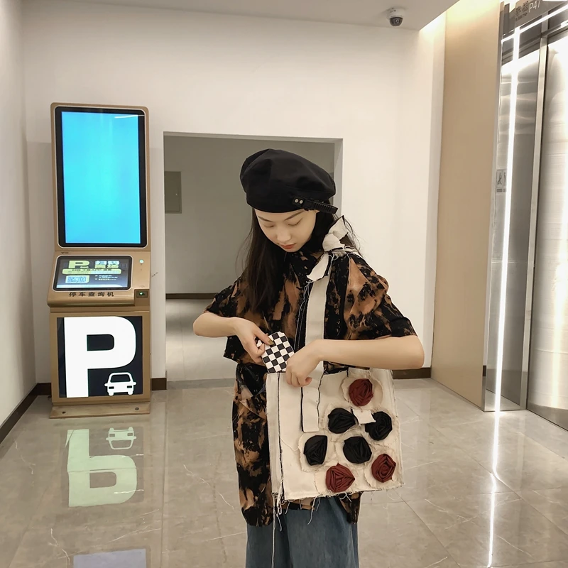 Сумка женская холщовая с цветочным принтом 2021 | Багаж и сумки