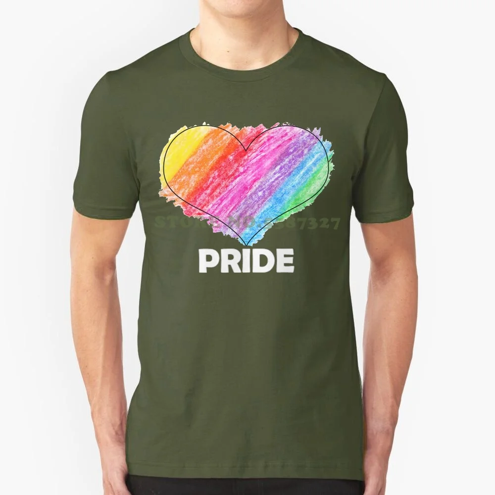 

Женская белая футболка с радужным карандашом Love Heart, Женский Топ Pride March, Спортивная футболка