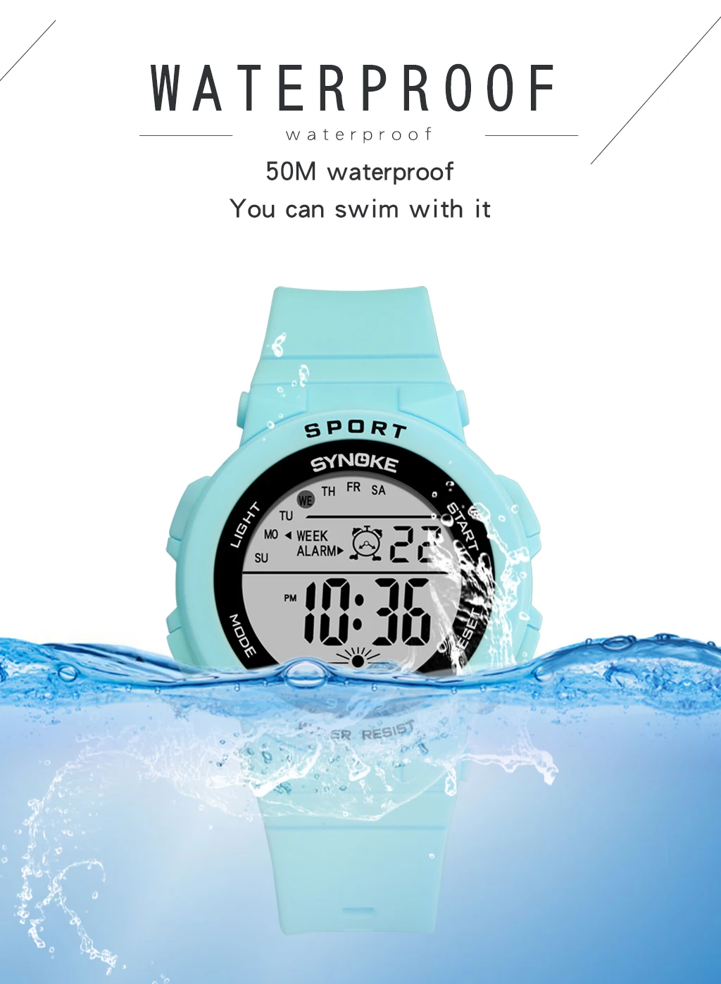 SYNOKE, цифровые часы для девочек, светодиодный, красочный светильник, jam tangan, будильник, повседневные спортивные наручные часы,, подарки для девочек