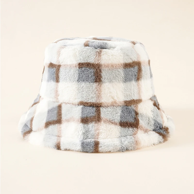 Новинка зимние клетчатые плюшевые Панамы унисекс Уличная Повседневная Теплая