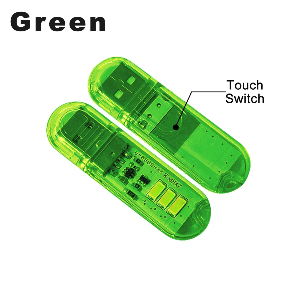 Green DC5V сенсорный переключатель USB мини светодиодный светильник для книг 3 светодиодный s 1,5 Вт портативный светодиодный светильник для чтения USB светодиодный ночной Светильник для кемпинга - Испускаемый цвет: Green