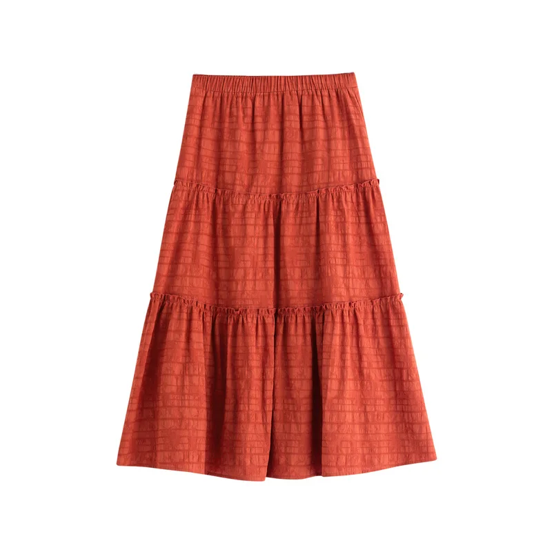 

INMAN Autumn Vintage Midi Bottoms Sweet Lady Girl Half Length Dark Jacquard Fungus Lace Layered Elegant Fringed Women's Skirt