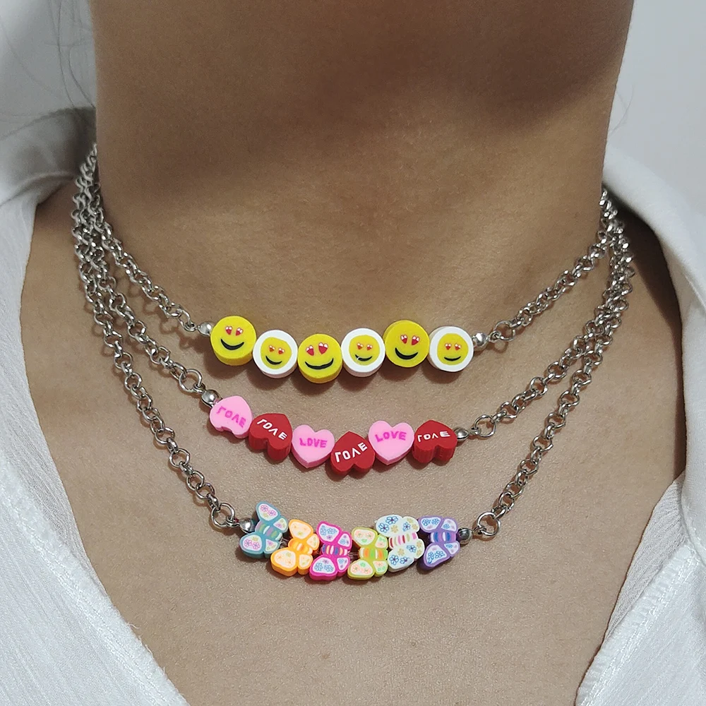 ZX богемное ожерелье ручной работы из мягкой керамики с бисером для женщин милые