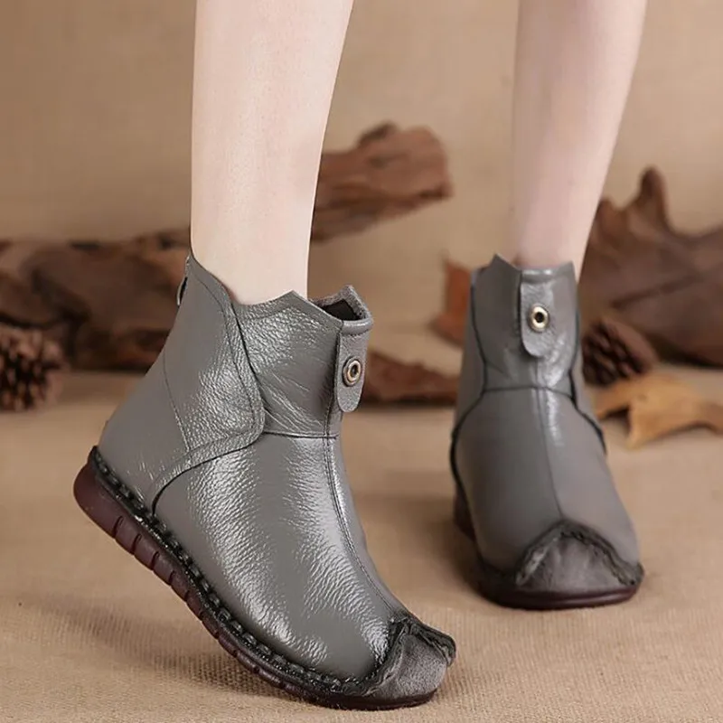 

CEYANEAO 2019 women's handmade shoes; autumn-winter season; ankle boots in national style; comfortable martin boots with a soft
