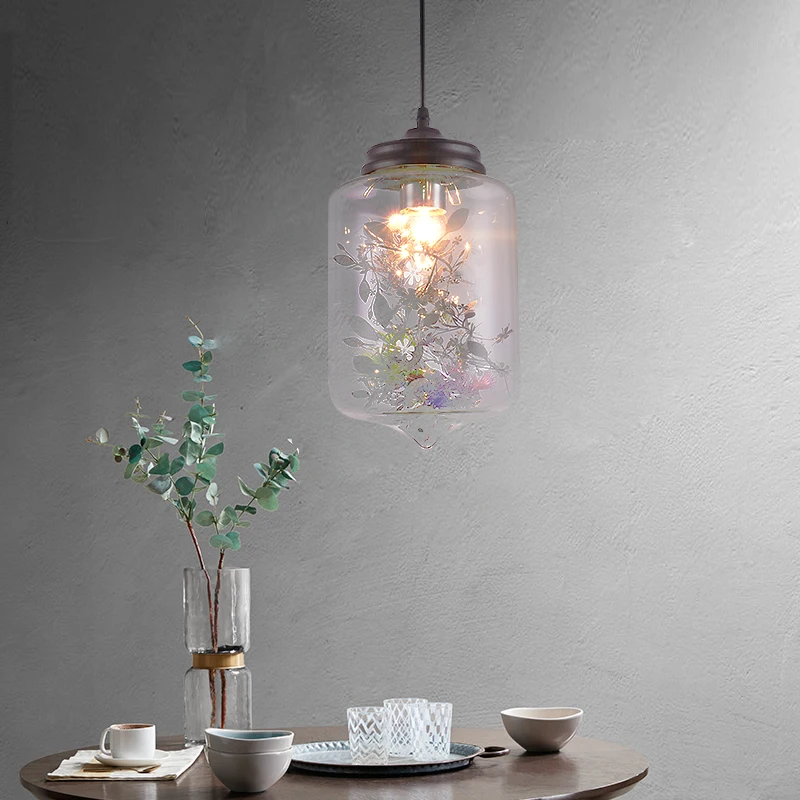 Стеклянный подвесной светильник Global с растениями европейская Подвесная лампа в
