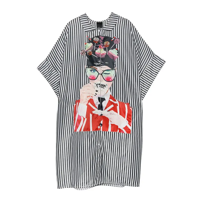 XITAO размера плюс прилив принты с героями из мультфильма платье миди для женщин