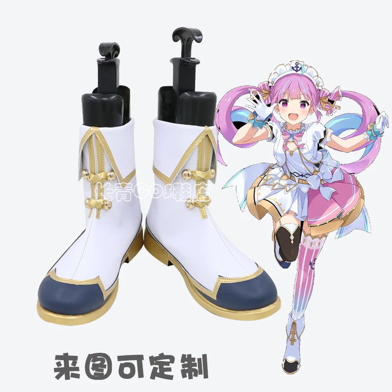 

VTuber Minato Aqua Cosplay Shoes Boots Costume Hand-made Leather Role Play prop
