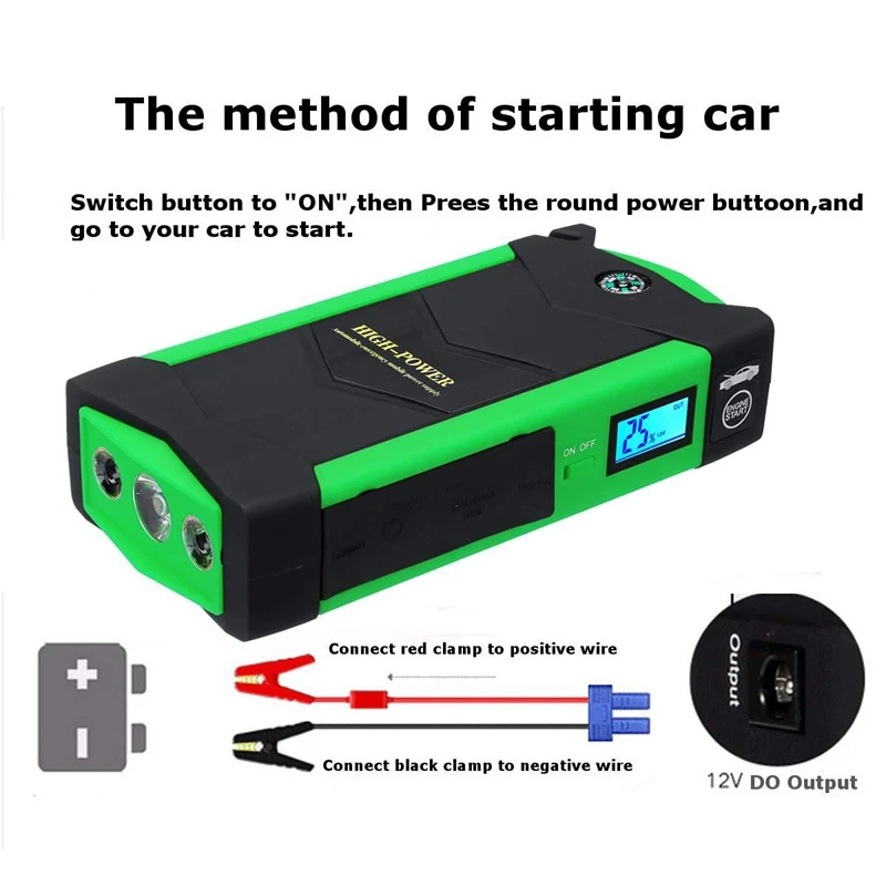 

High Power Car Jump Starter 20000MAh Starting Device with Quick Charger, 12V 600A Power Bank Car Charger US Plug
