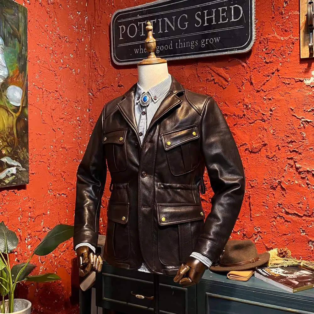 

Dedicated to Tasteful Gentlemen! Mid-Length Deerskin Safari Jacket to Be a Hunter in Urban Forests 1.2-1.4mm